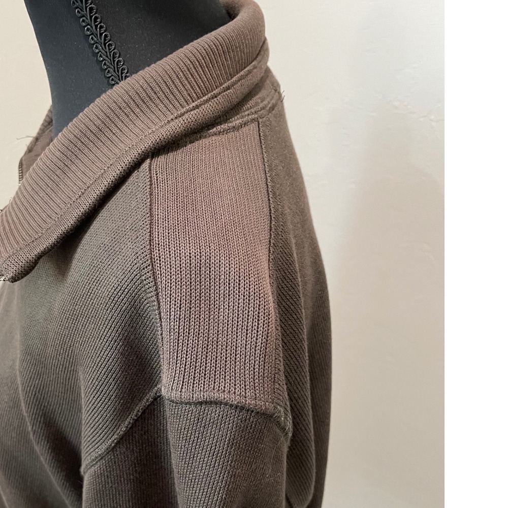 Banana Republic Brown 100% Cotton Quarter Zip Ribbed Pullover Sweater Womens S - Picture 4 of 7